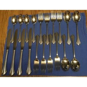 Oneida USA BANCROFT Stainless Flatware Set of 20 Pieces Spoons Forks Knives